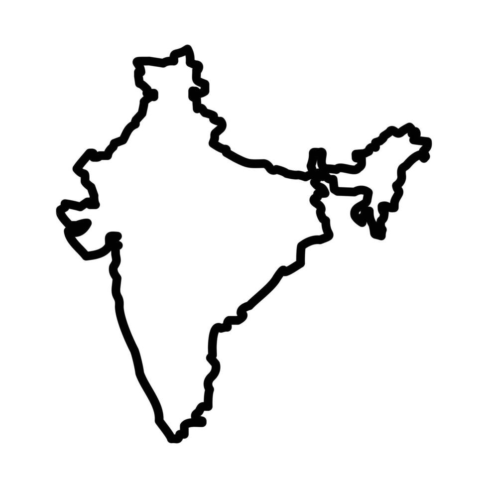 Indian map icon black and white sign vector