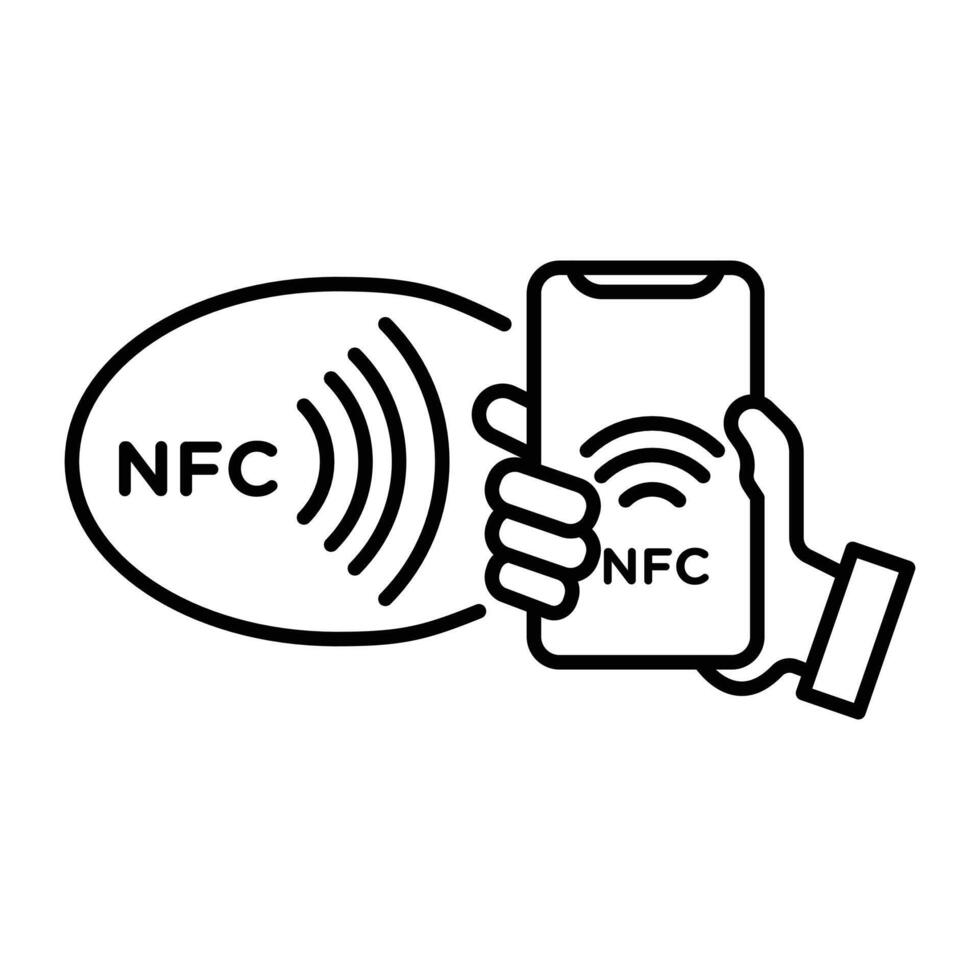 NFC wireless payment icon black and white sign vector