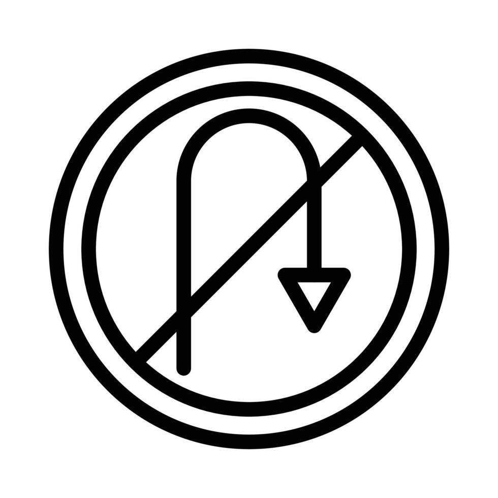 No U turn sign icon black and white sign vector