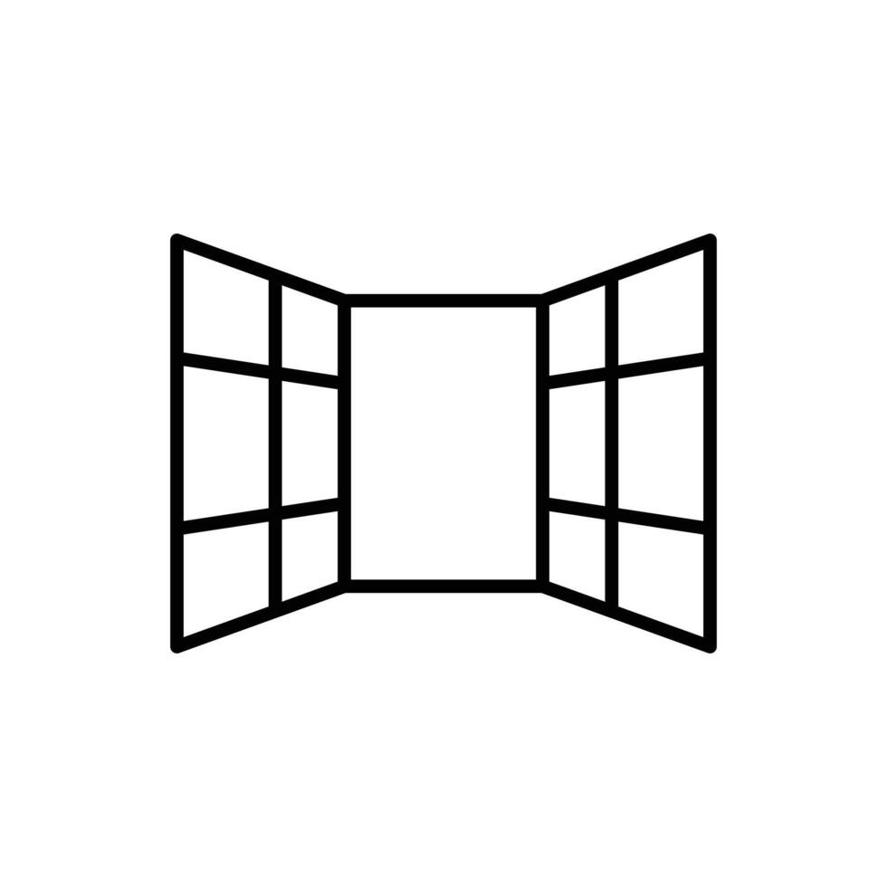 open windows icon black and white sign vector