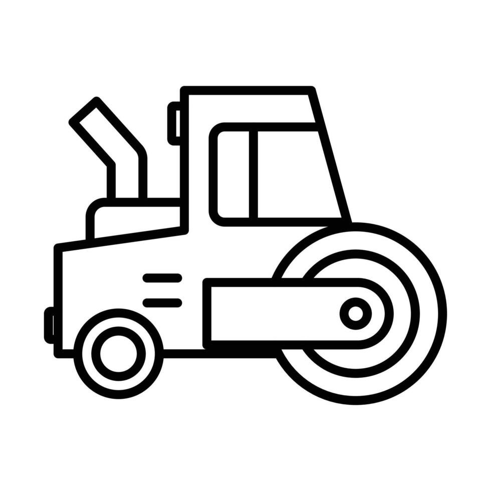 Road roller icon black and white sign vector