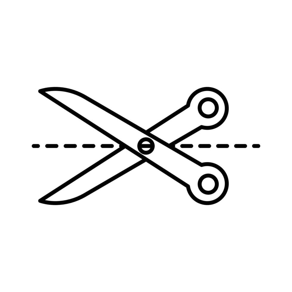 Scissors with cut lines icon black and white sign vector