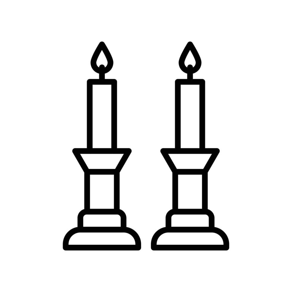 Shabbat candles icon black and white sign vector