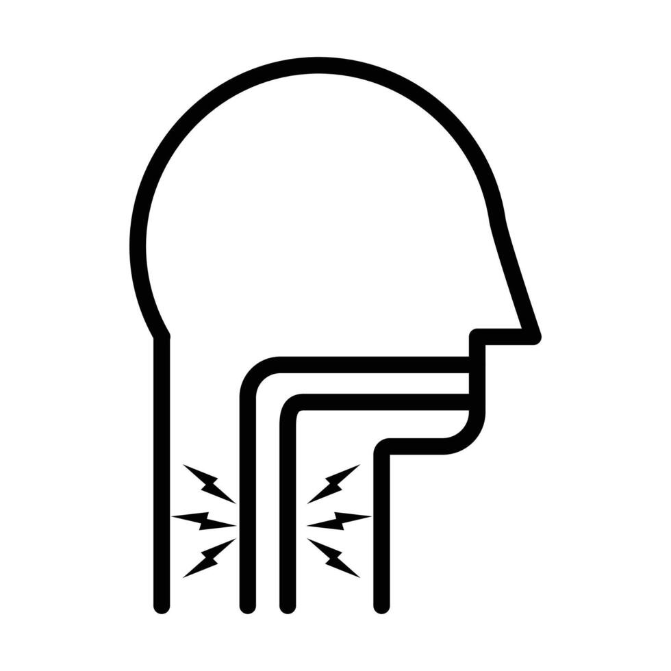 Sore throat icon black and white sign vector