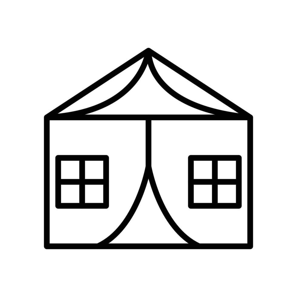 Tent icon black and white sign vector