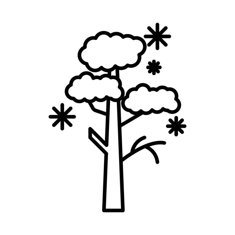 Winter tree icon black and white sign vector