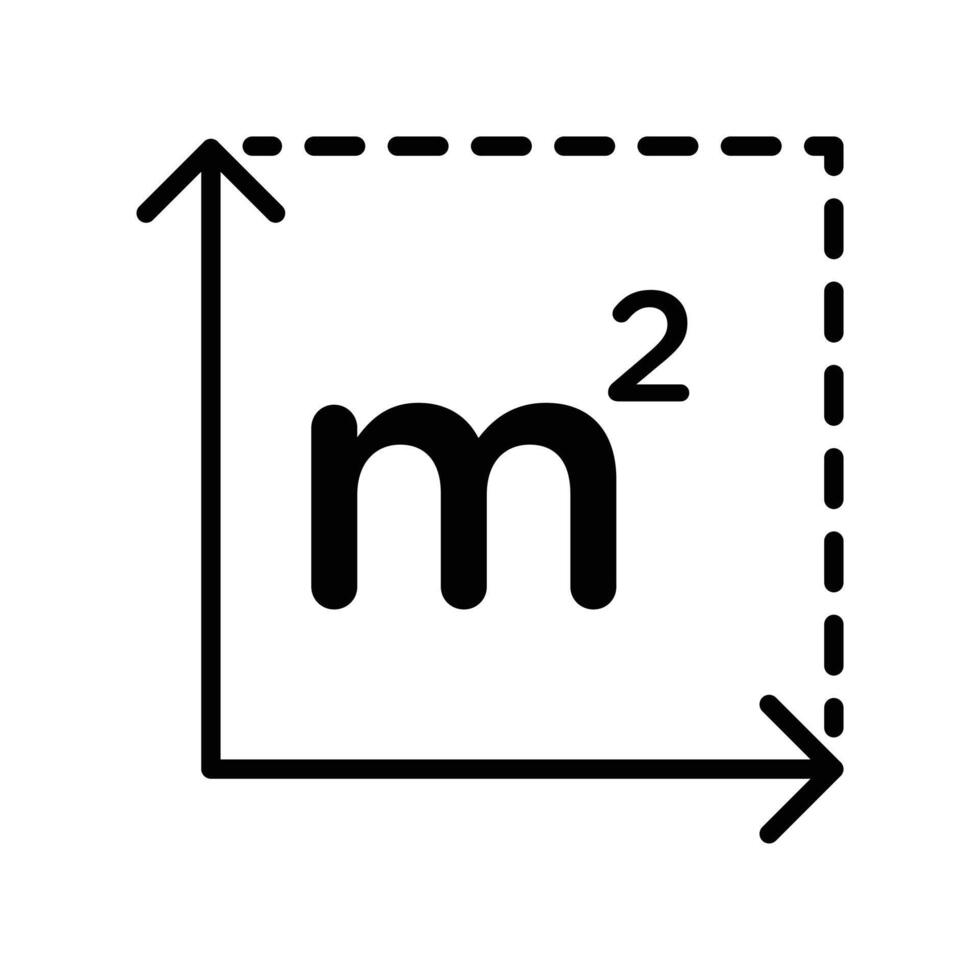 m2 area unit icon vector