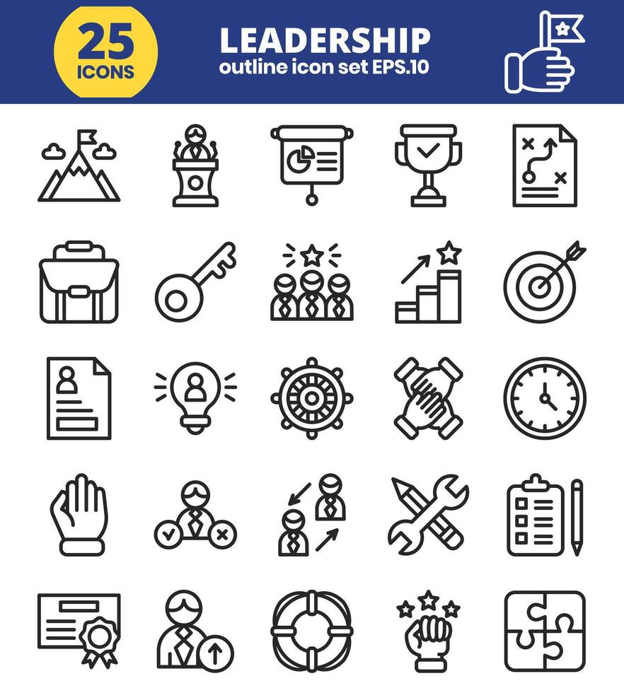 Leadership Line Editable Icons set. illustration vector