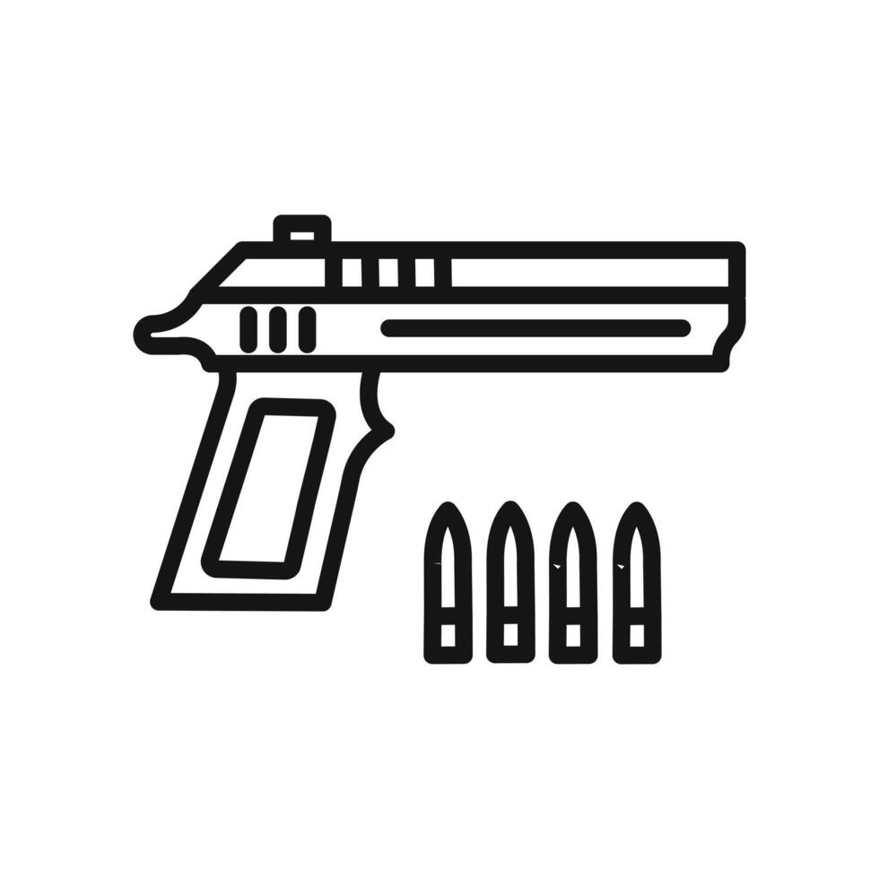 Gun with ammunition icon vector