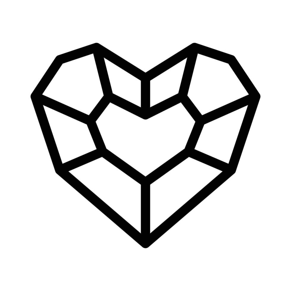 Heart shaped diamond icon design in filled and outlined style vector