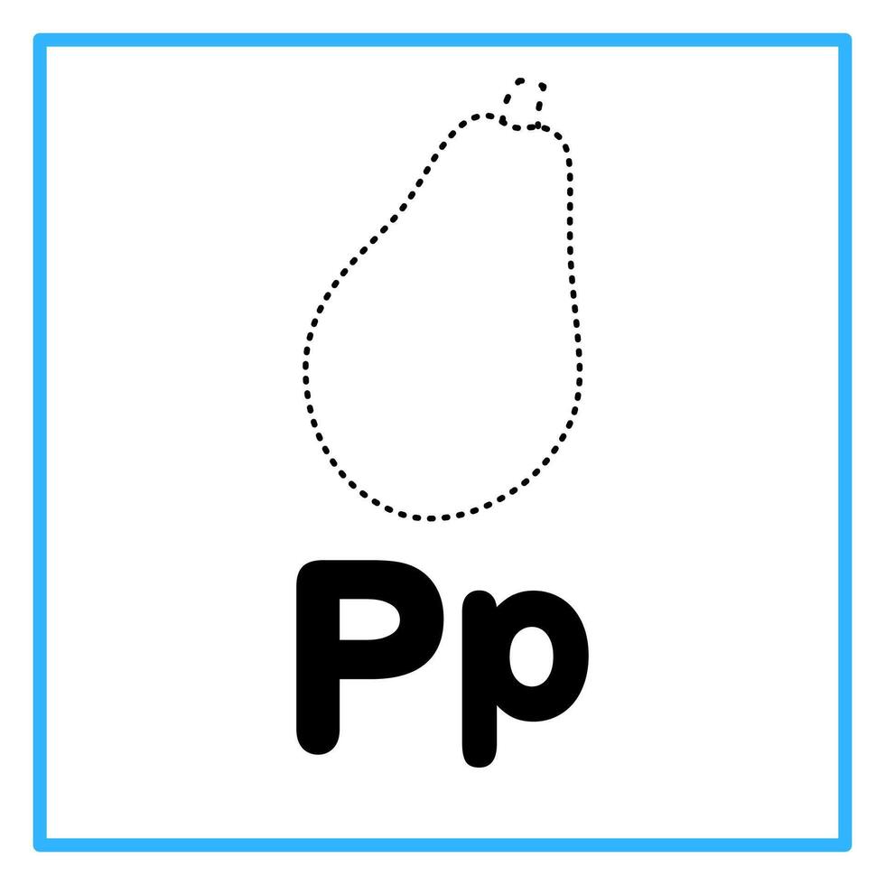 tracing papaya alfabet p illustration vector