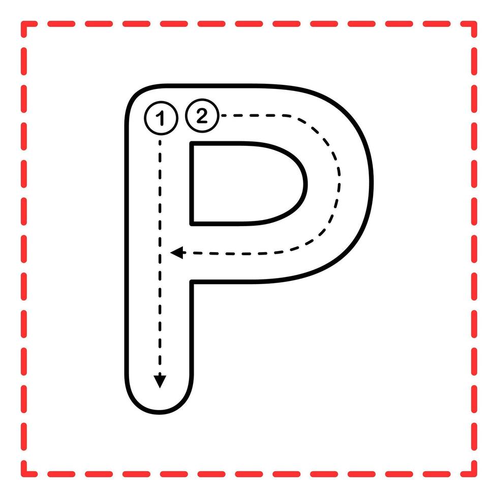 tracing alfabet p illustration vector