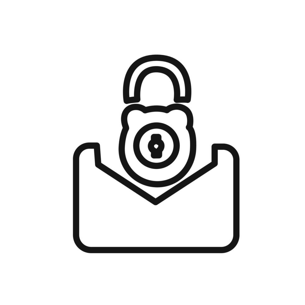 Email security key icon linear graphics sign vector