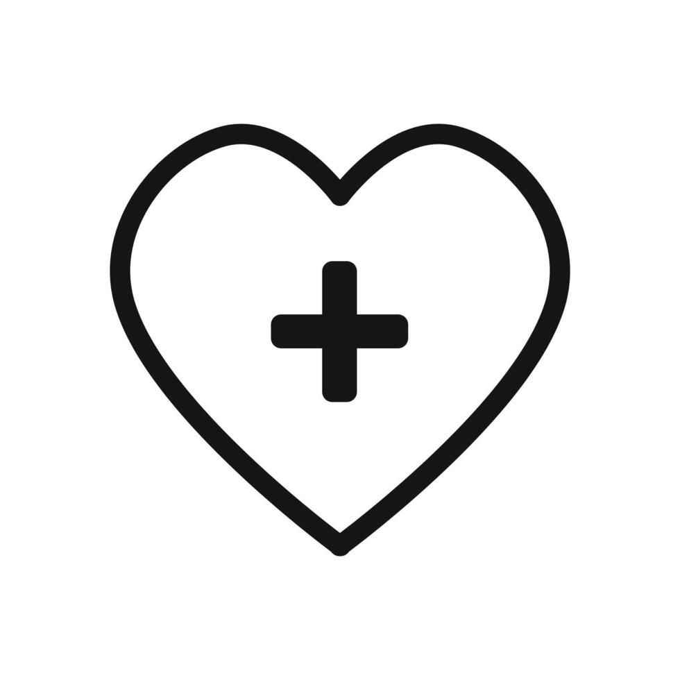 Heart plus icon linear graphics sign vector