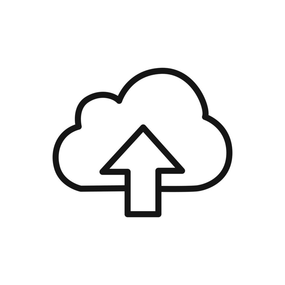 cloud upload icon linear graphics sign vector