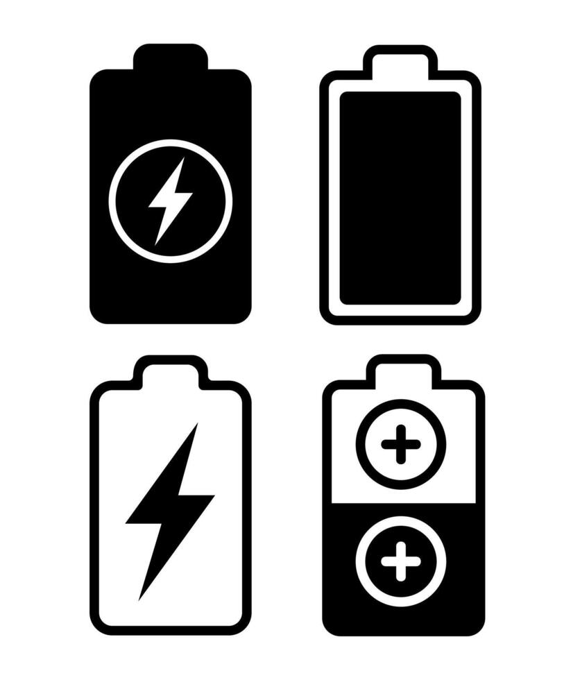 Battery icon set on white background vector