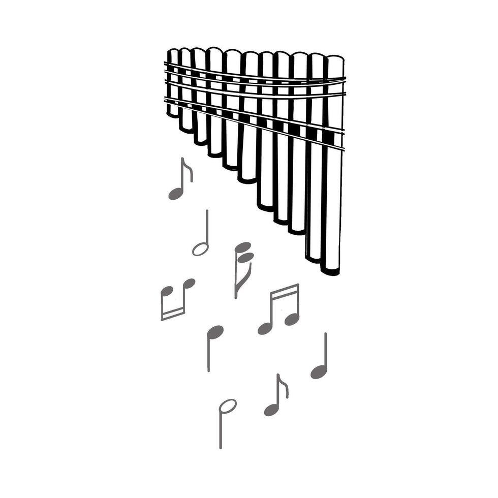 illustration. Folk musical instruments, kugikla that produces a melody, flute, wind instruments. All objects are hand-drawn in . For printing on posters, posters, invitations vector