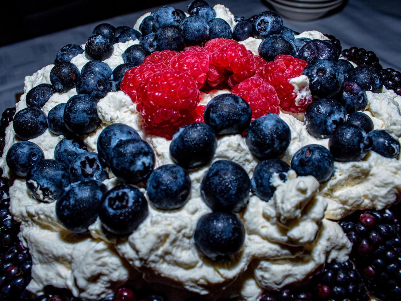 Christmas trifle with Blueberries and raspberries photo