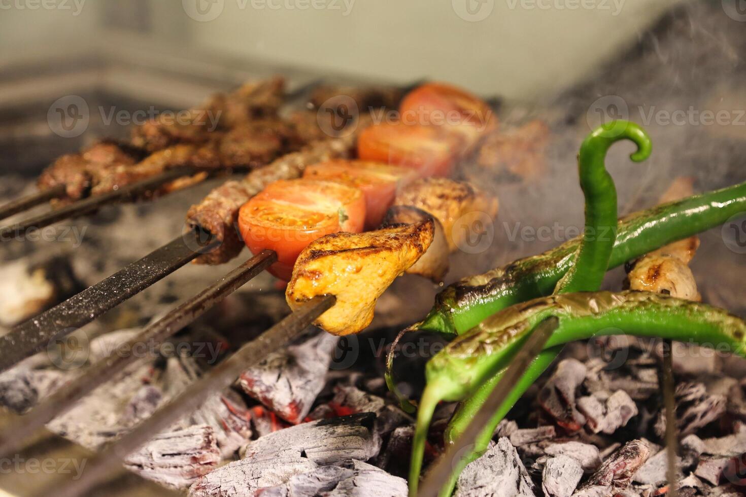 Grilled Skewers With Peppers and Tomatoes photo