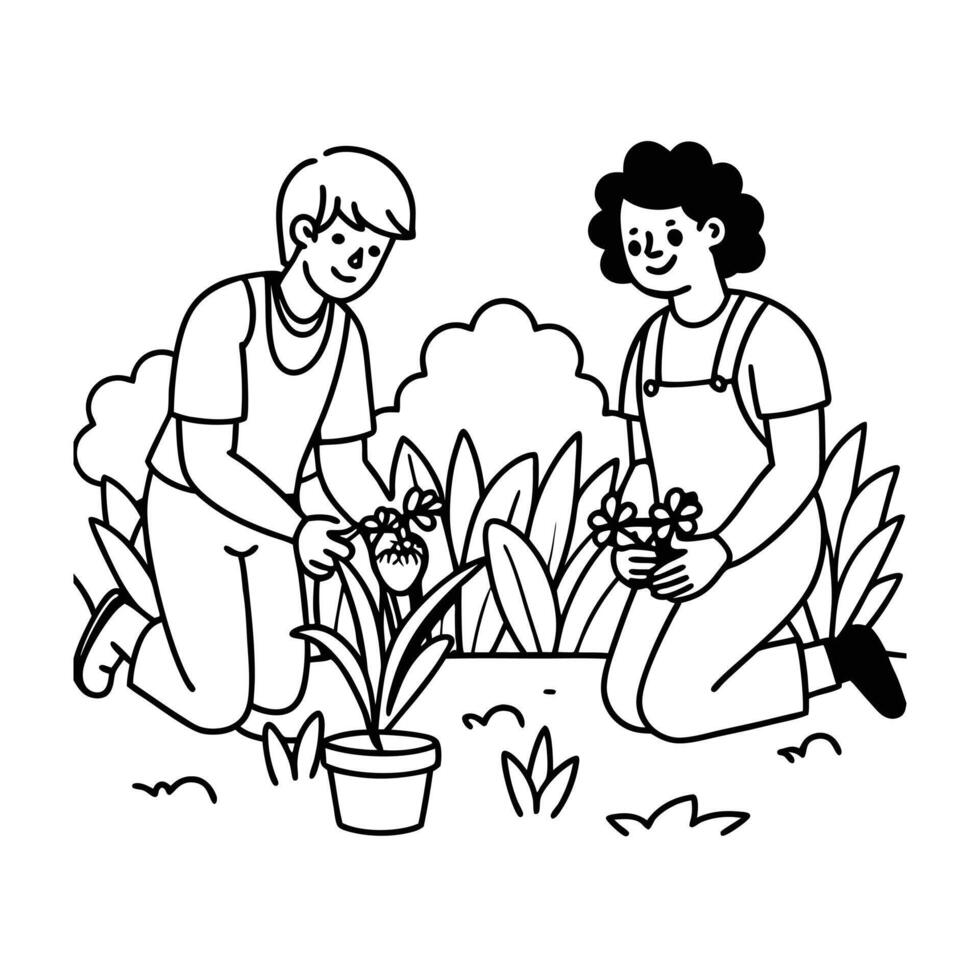 Acts of care coloring pages vector