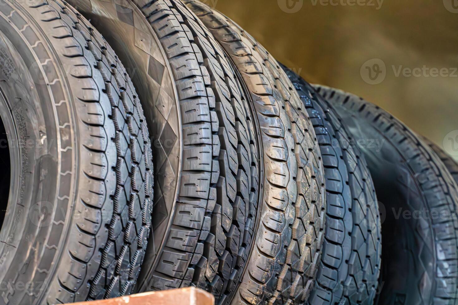Stacked Used Tires at a Shop photo