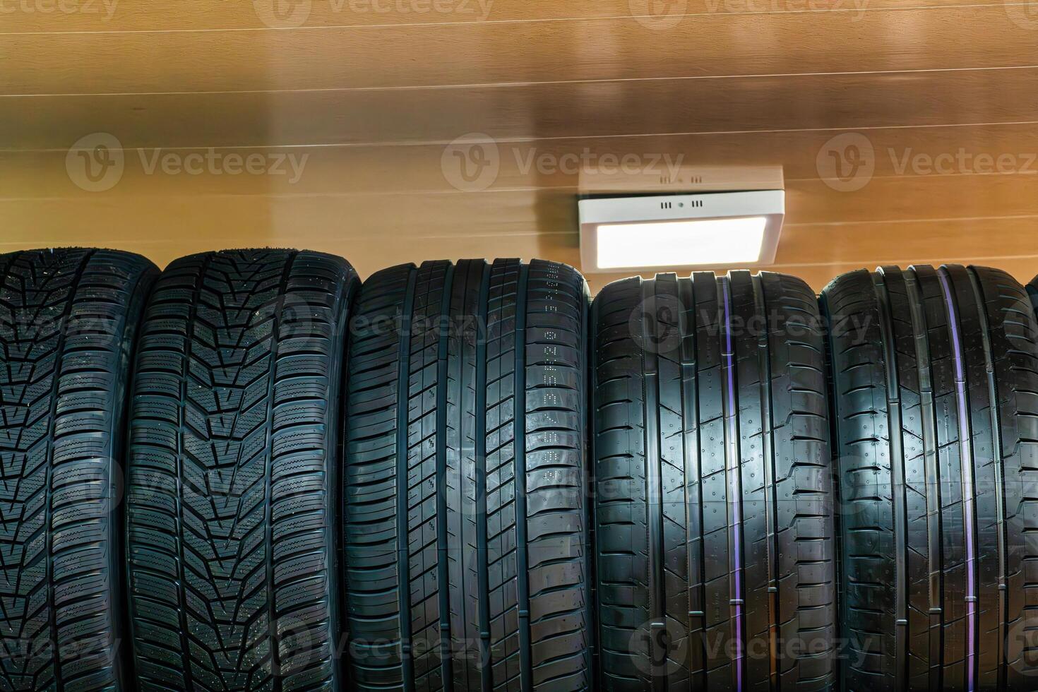 New Car Tires in a Shop photo