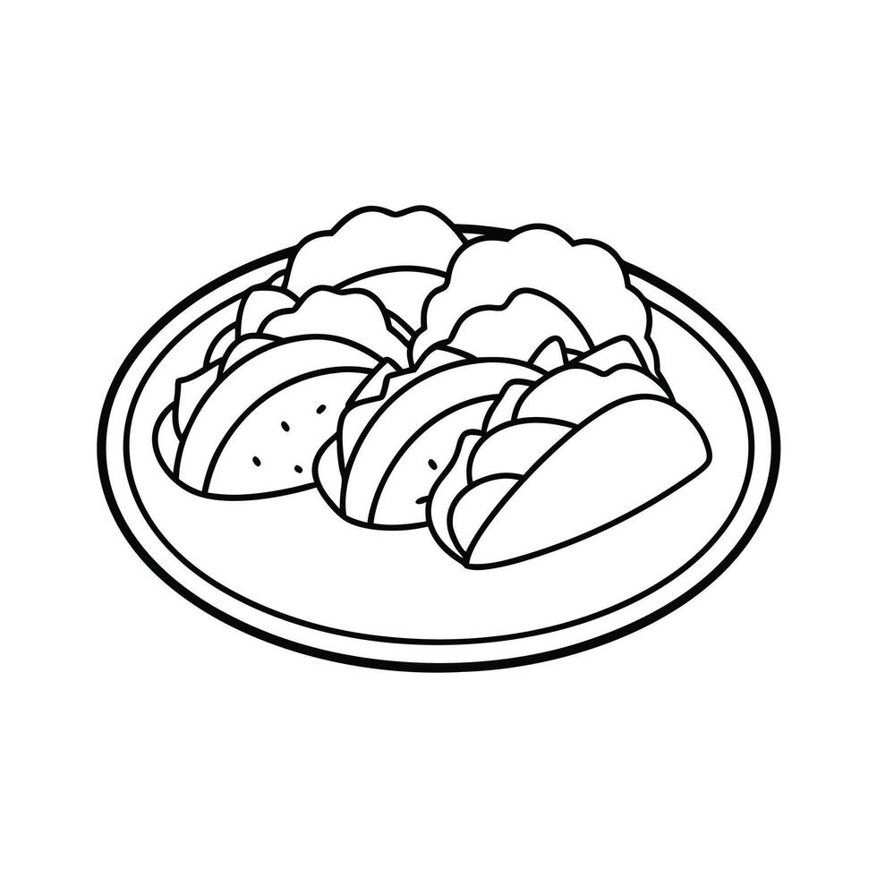 Mexican food coloring pages. Hand drawn illustration isolated on white background vector