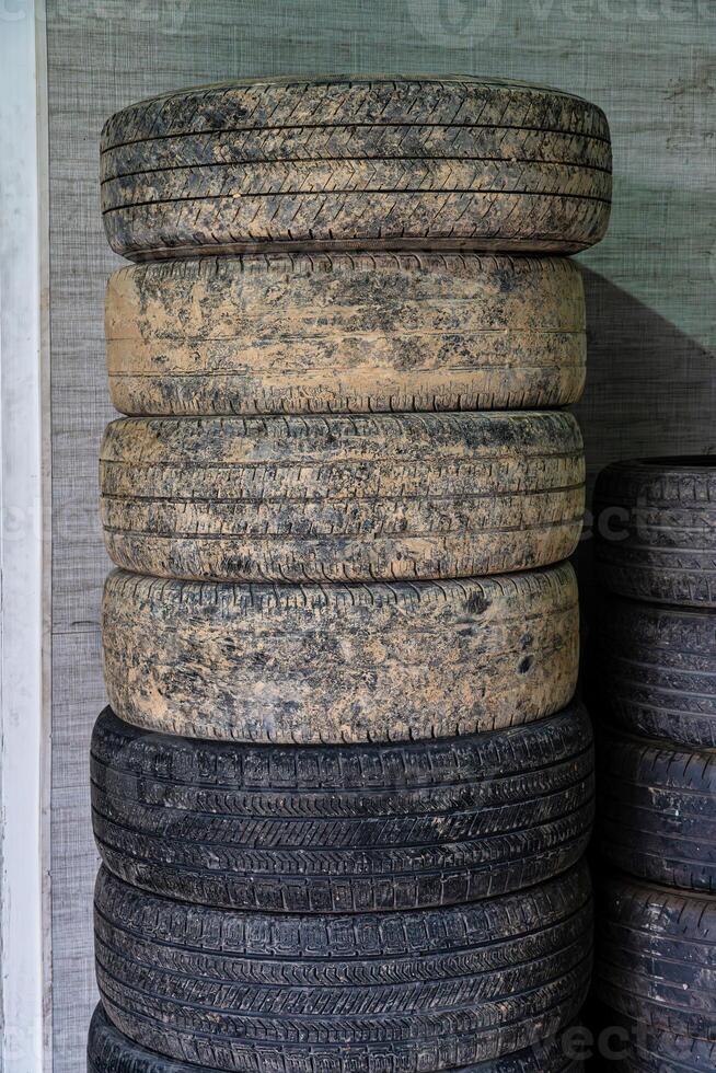 Stack of Worn Tires photo