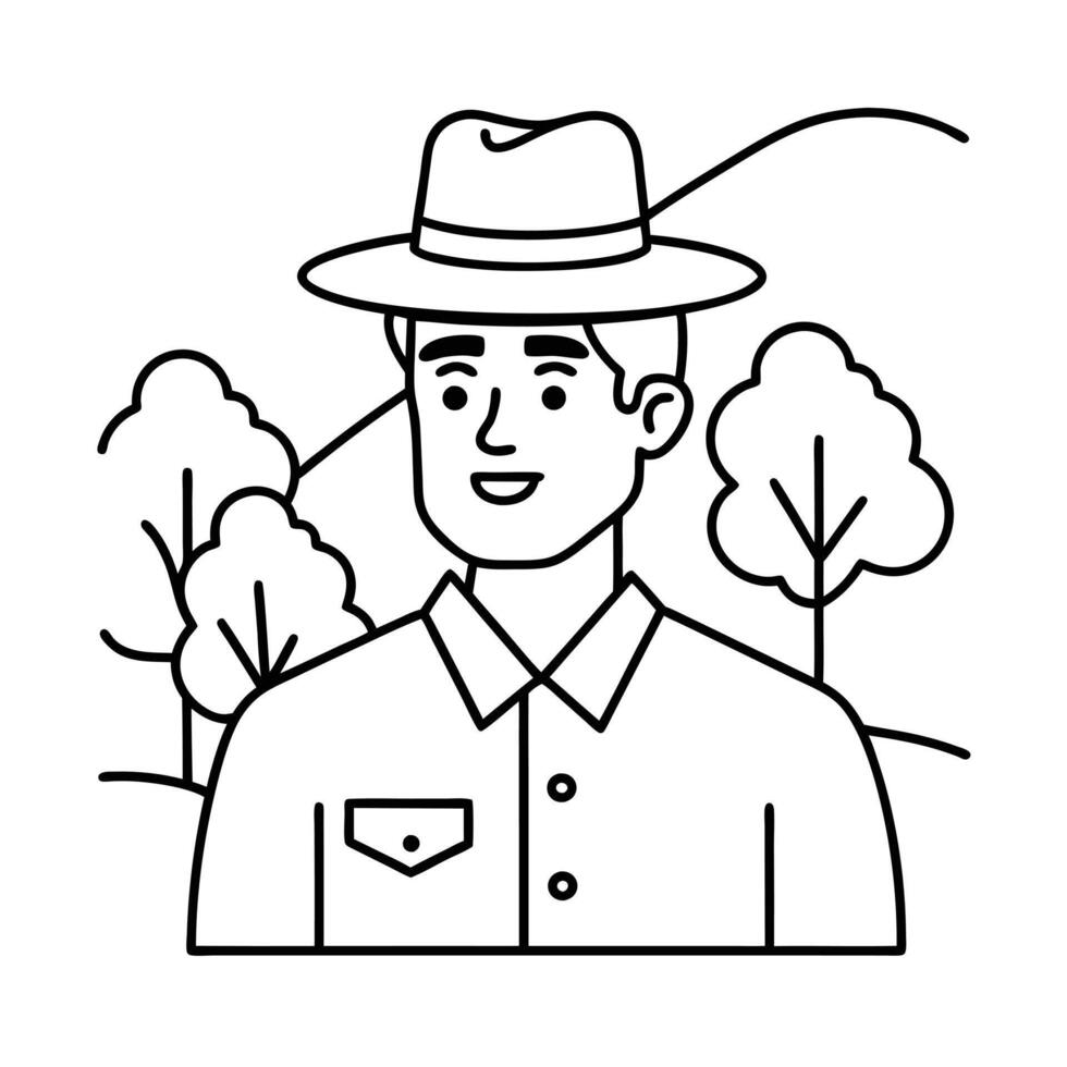 People working Sketch Hand drawn single line art coloring page vector