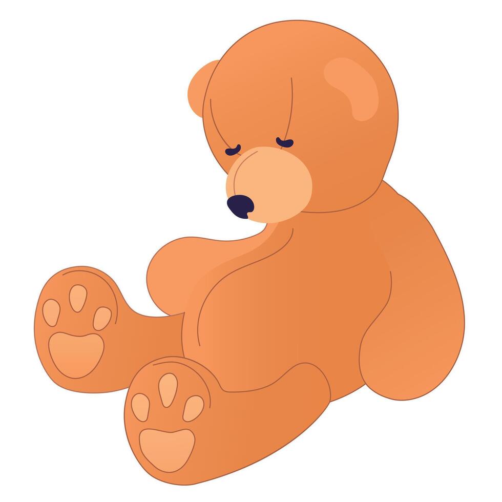 The teddy bear lies abandoned by the owner. illustration of loneliness, mental depression, psychological problems. The concept of fear of separation or growing up, revision of life goals. vector