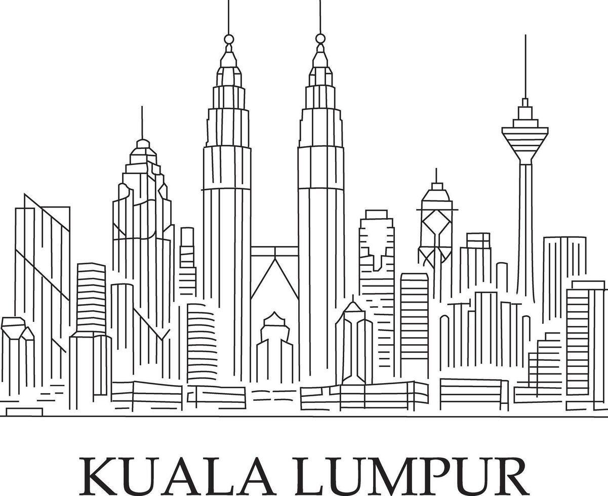 Kuala Lumpur City Line Draw vector