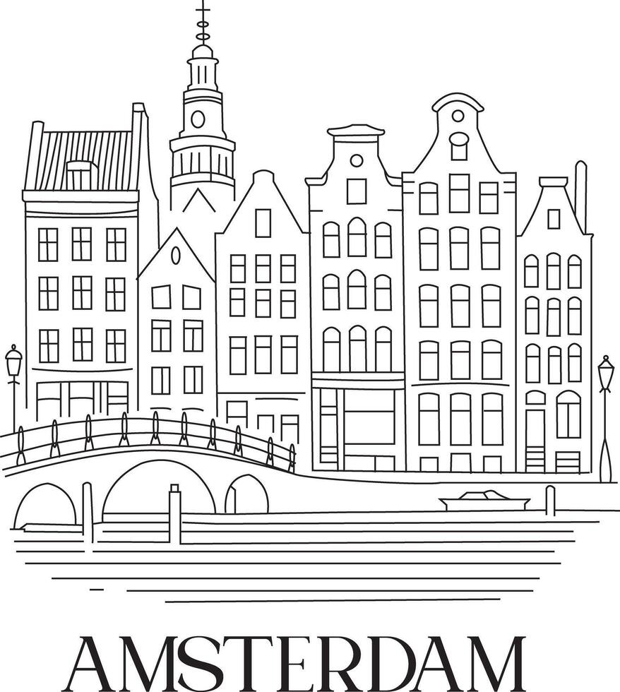Amsterdam City Line Draw vector