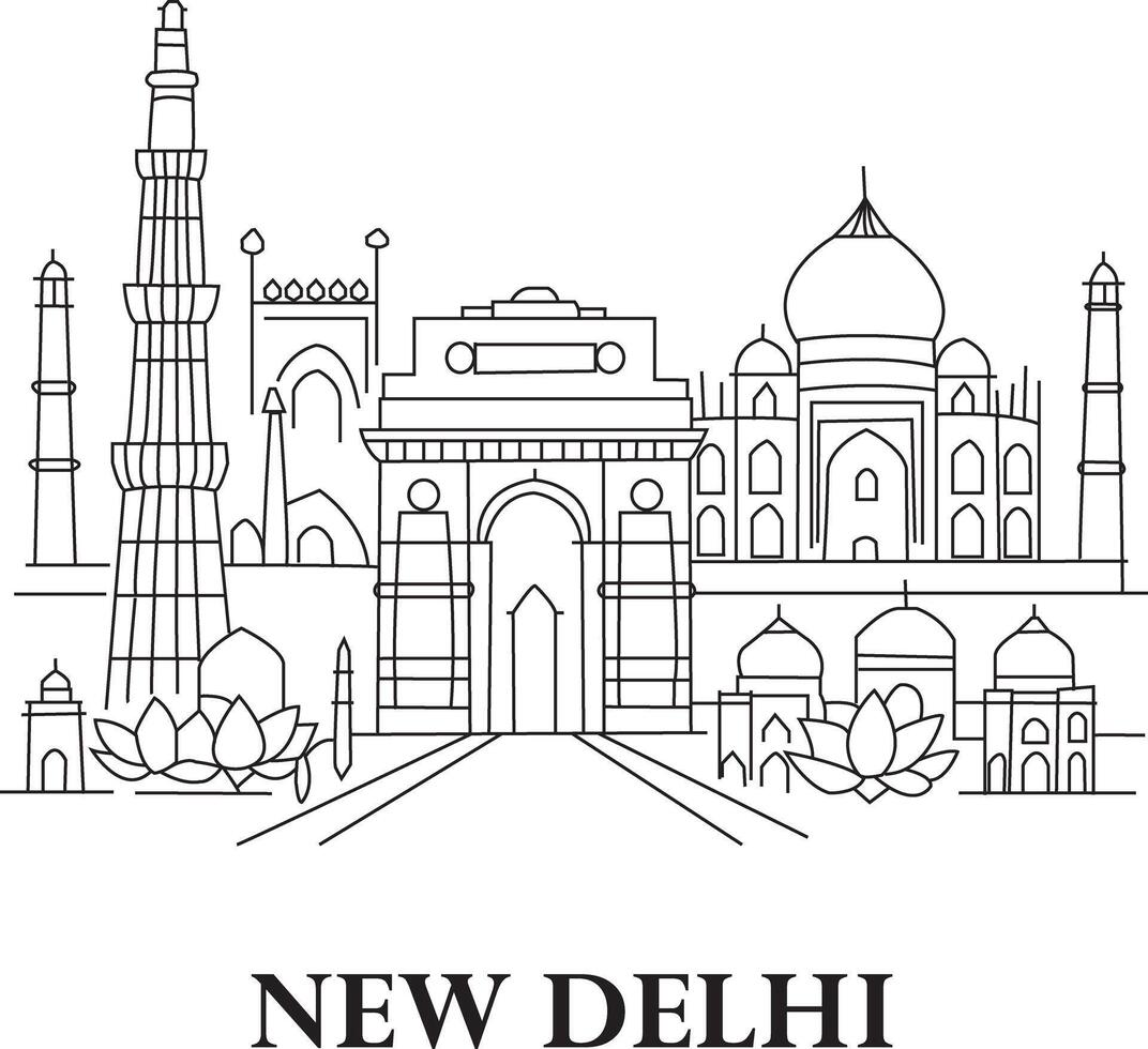 New Delhi City Line Draw vector