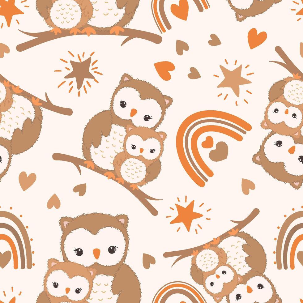 Cute baby animals seamless pattern vector