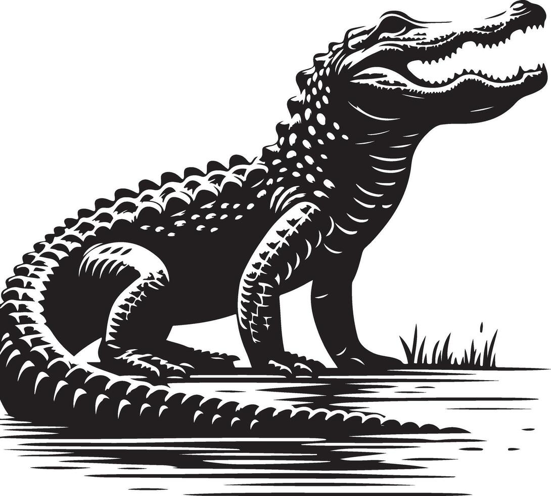 Alligator design silhouette art work EPS file, Generator AI vector