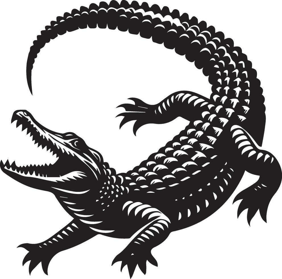 Alligator design silhouette art work EPS file, Generator AI vector