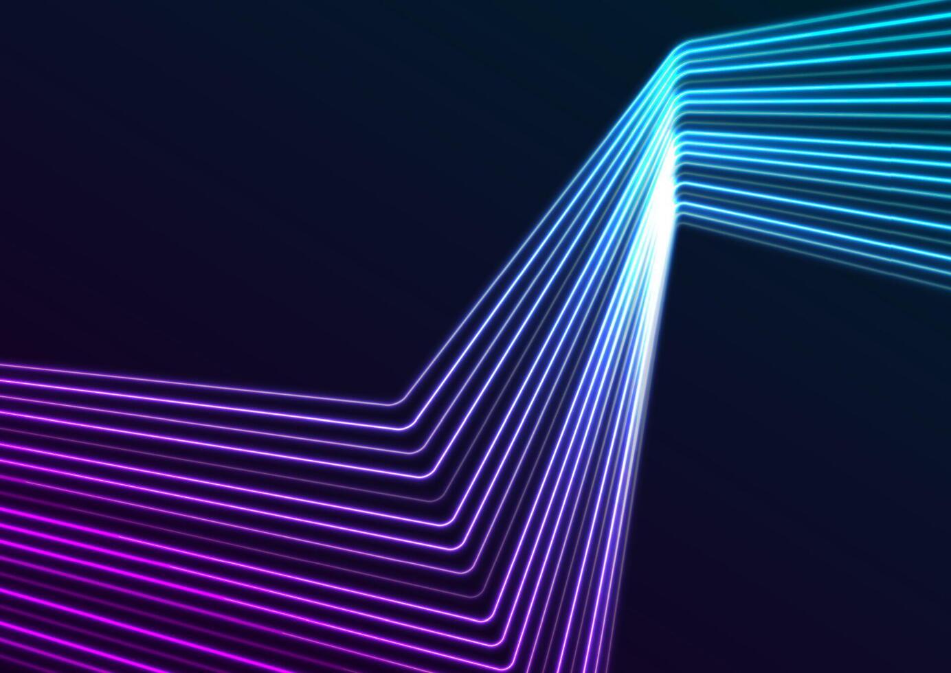 Blue ultraviolet neon curved lines abstract futuristic geometric background vector