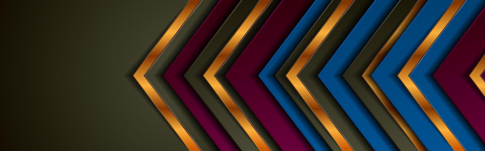 Golden arrows abstract geometric technology background vector