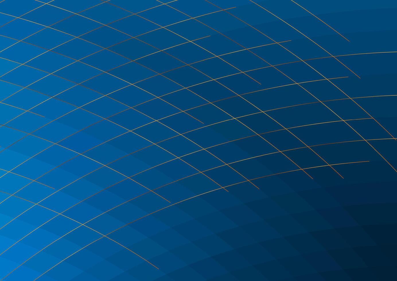 Tech geometric background with wavy golden linear grid vector