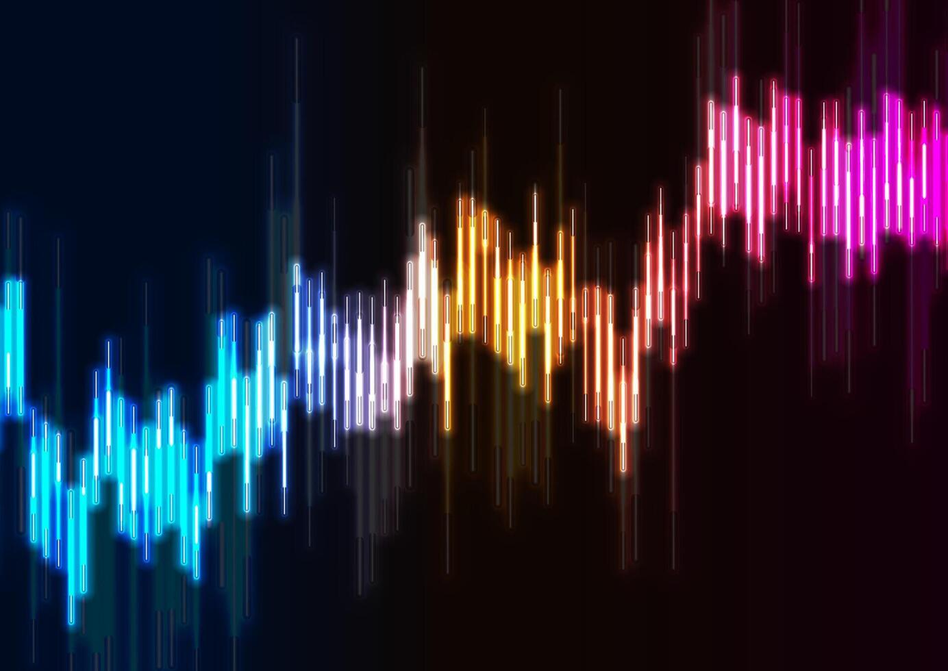 Abstract neon colorful growing financial graph chart background vector