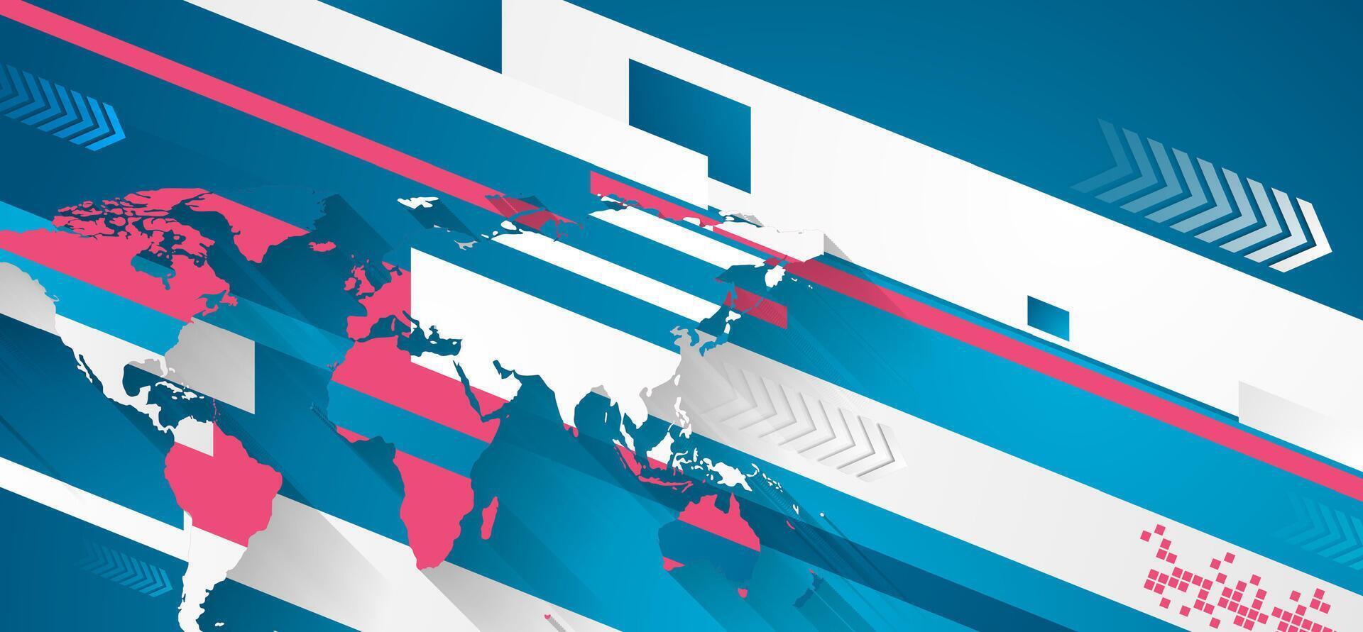 Technology minimal flat background with world map vector