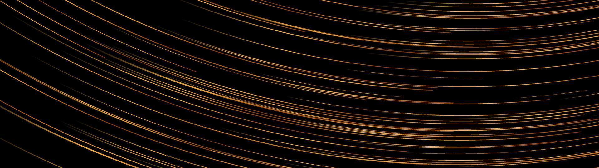 Golden curved wavy lines on black background vector