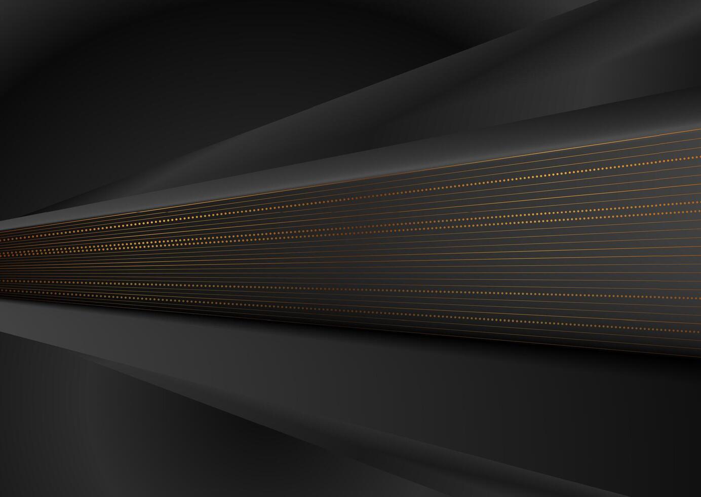 Black smooth stripes and golden lines abstract background vector
