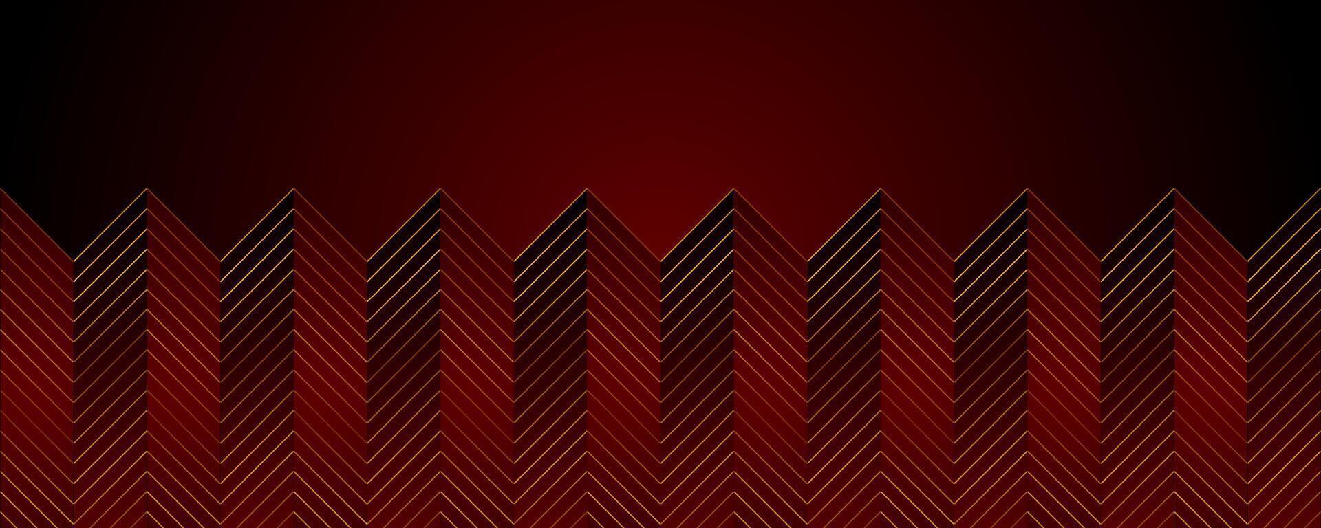 Red and golden linear arrows abstract geometric banner vector