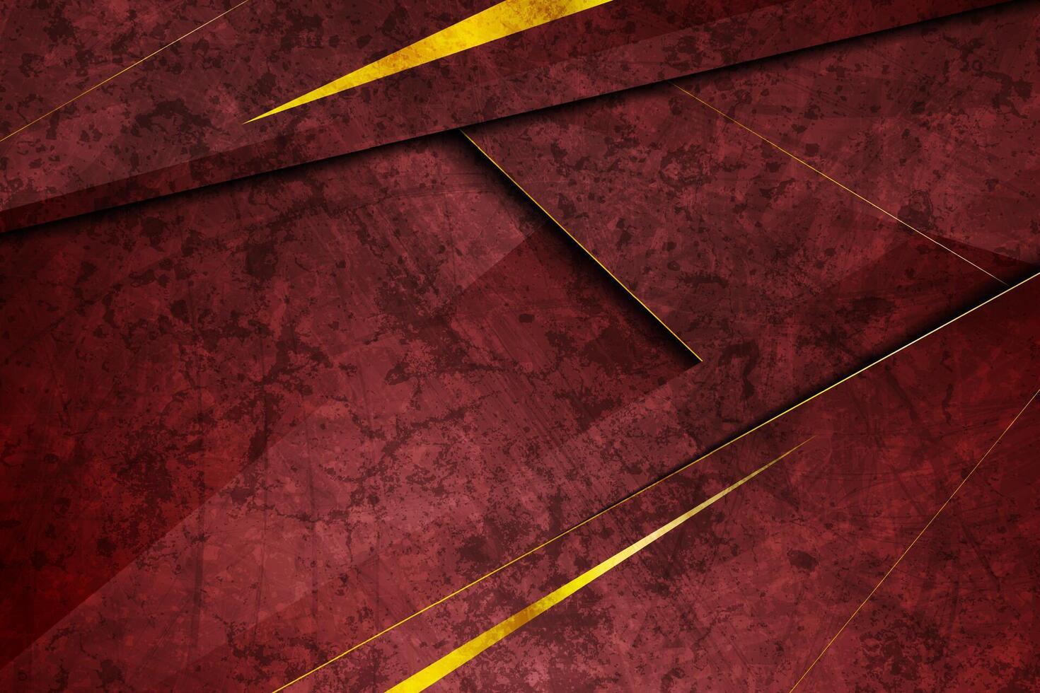 Red stripes and golden lines grunge geometric background vector