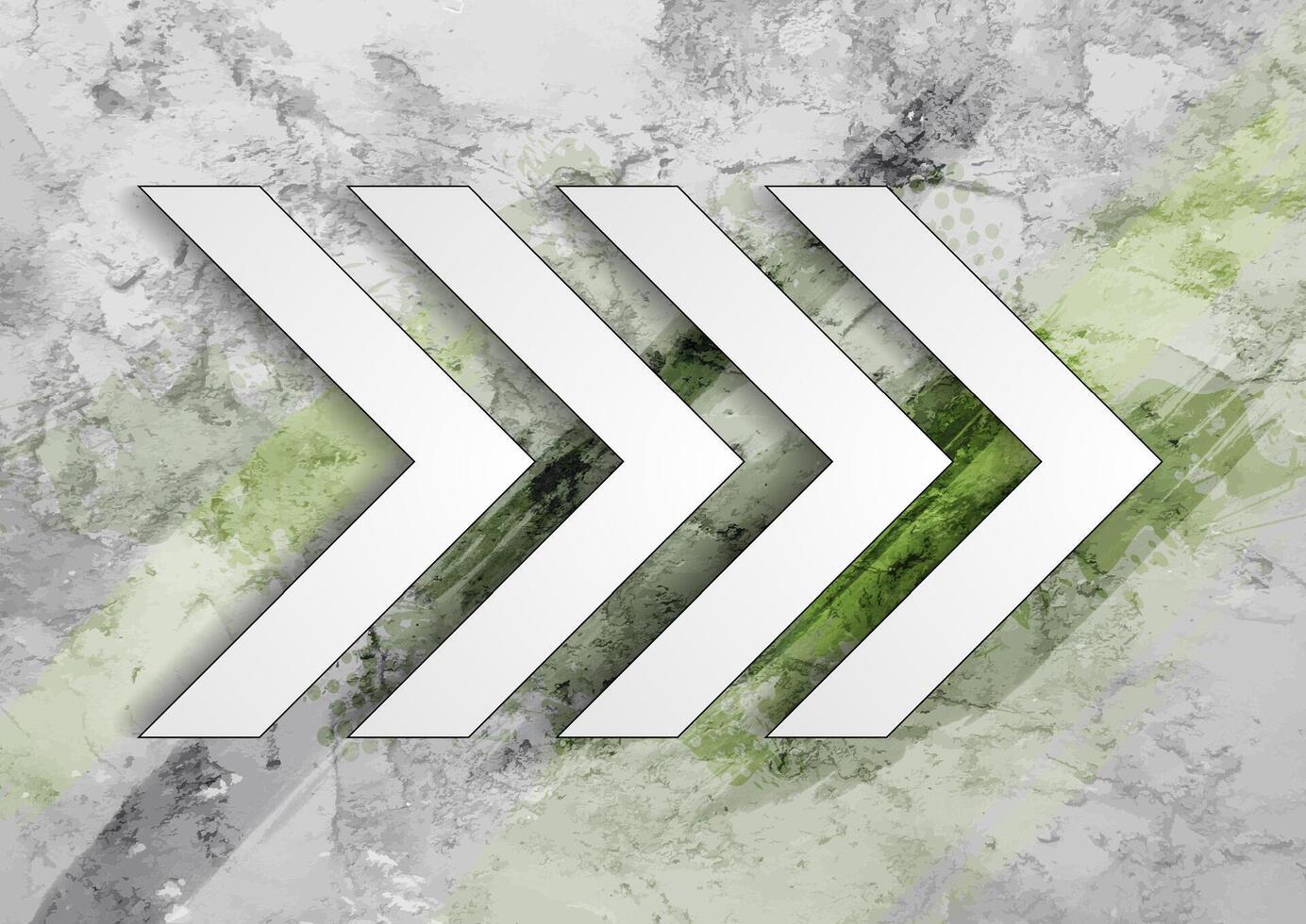 Arrows on grey green grunge texture background vector