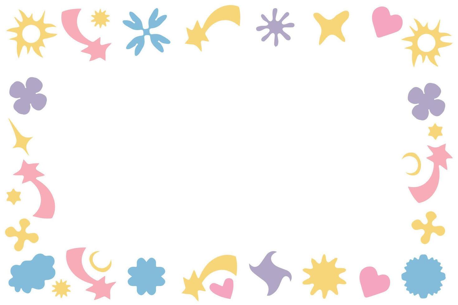 A colorful background of retro-futuristic design elements. Collection of abstract graphic geometric symbols and objects in Y2K style. Template for poster, banner. vector