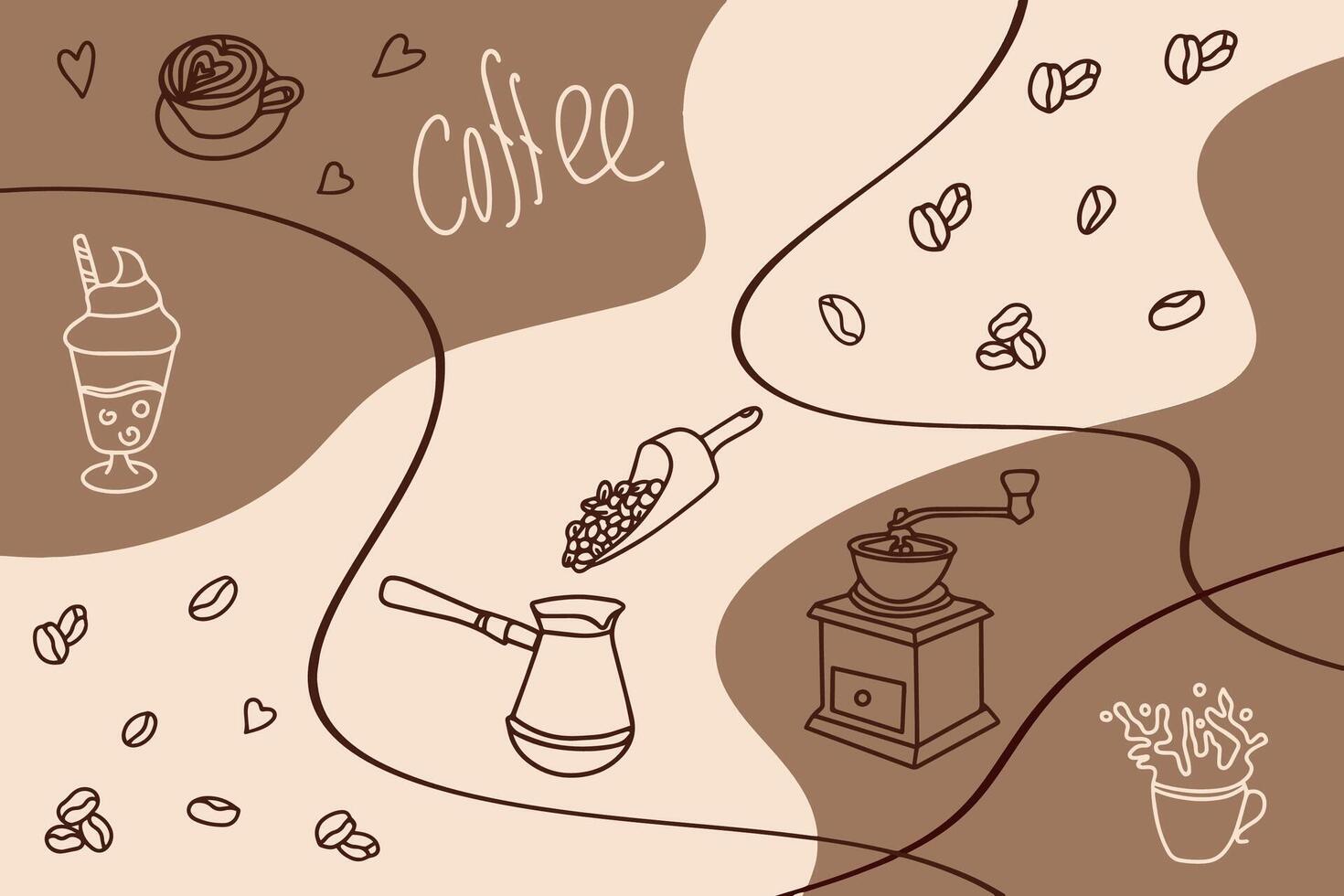 Banner for menu and recipes. Set of hand drawn cafe theme. Doodles for coffee, bakery for cafe menu, pastry shop. illustration. vector