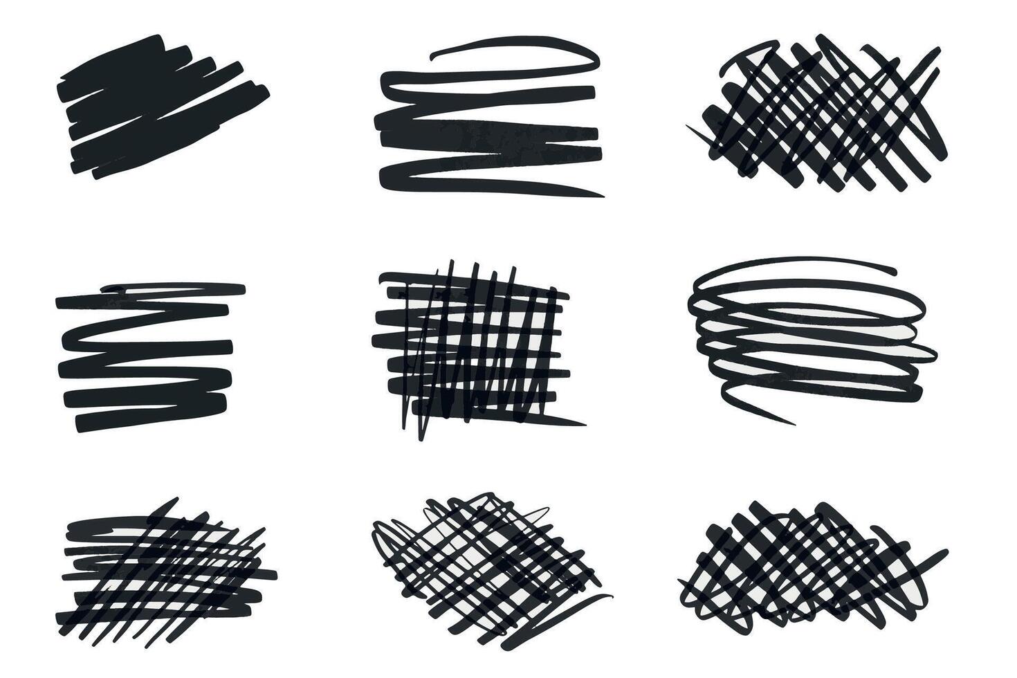 Marker Scribbles. Set of black marker paint texture isolated on white background. High quality photo. vector