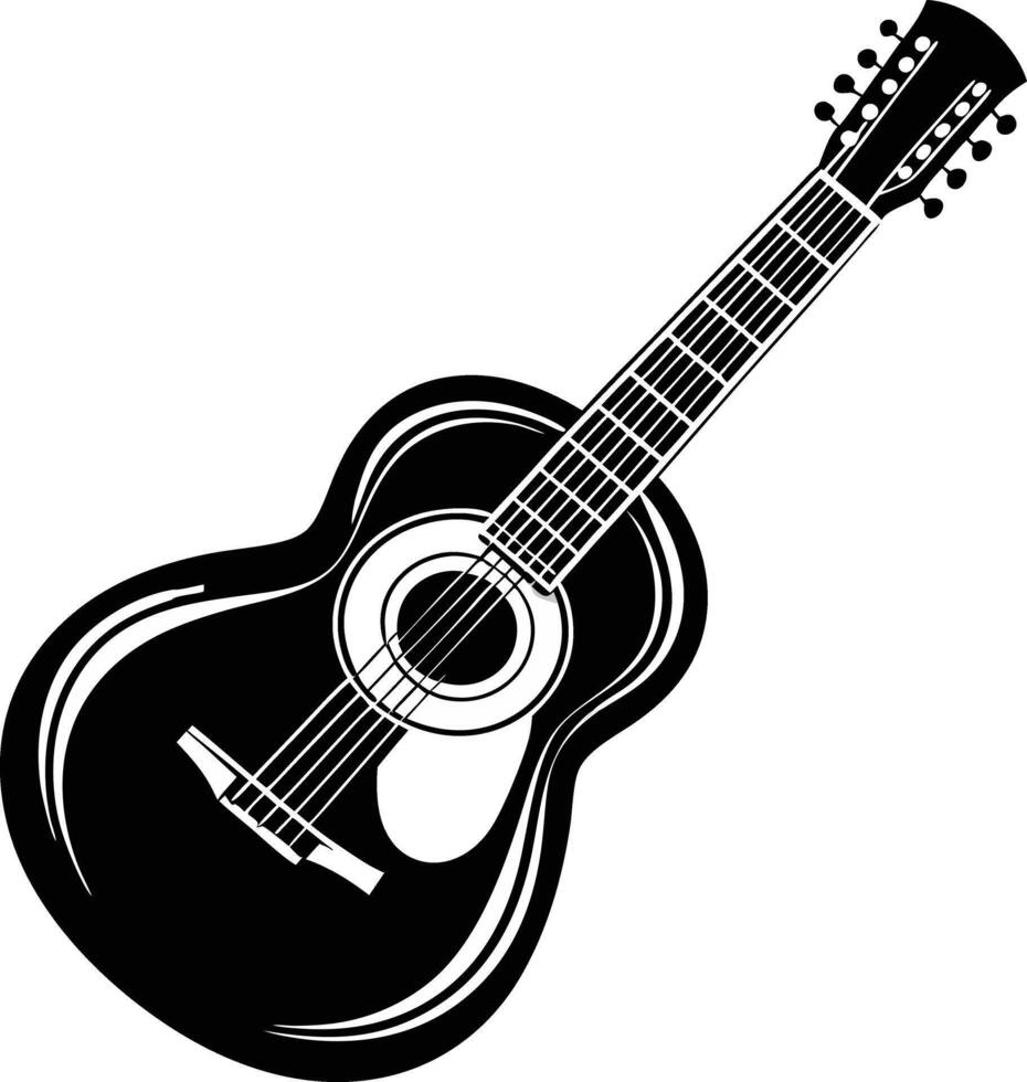 Black White Guitar Style Illustration vector